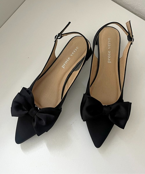 prose verse（プロズヴェール）の「【サテン】リボン2wayバックストラップミュール（パンプス・レディース・ブラック・LARGE/MEDIUM/SMALL）」の6枚目の写真