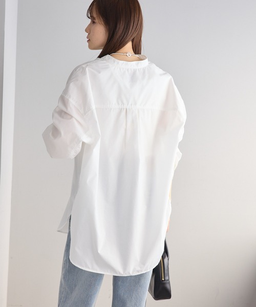 PUAL CE CIN（ピュアルセシン）の「ジャパンメイドバンドカラーシャツ（シャツ/ブラウス・レディース・ストライプ/サックスブルー/オフホワイト・FREE）」の18枚目の写真