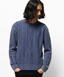 SHIPS JET BLUE | SHIPS JET BLUE(シップス ジェットブルー): インディゴライク ケーブル クルーネックニット(ニット/セーター)