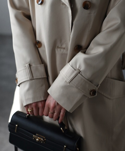 RIRIYANO（リリヤーノ）の「【RIRIYANO　ブライトツイル撥水トレンチコート】（トレンチコート・レディース・ブラック/ネイビー/アイボリー/ライトベージュ・XX-LARGE/XXX-LARGE/MEDIUM/LARGE/X-LARGE）」の19枚目の写真