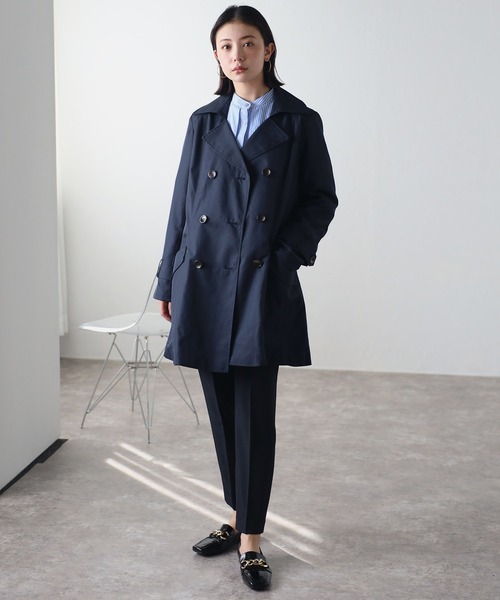 RIRIYANO（リリヤーノ）の「【RIRIYANO　ブライトツイル撥水トレンチコート】（トレンチコート・レディース・ブラック/ネイビー/アイボリー/ライトベージュ・XX-LARGE/XXX-LARGE/MEDIUM/LARGE/X-LARGE）」の20枚目の写真