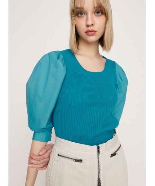 sly パフスリーブニット SLY | 【2BUY10％OFF】EMBROIDERY ZIP UP トップス (ニット ) |SHEL