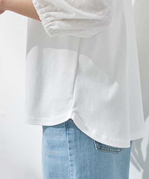 異素材トップス セール】シアー袖異素材トップス（Tシャツ/カットソー）｜Honeys