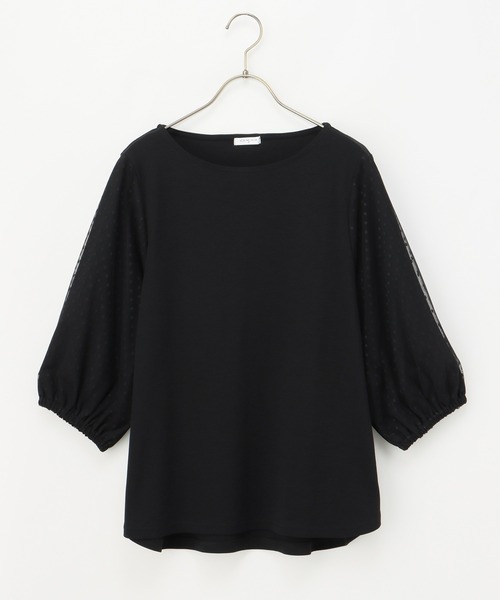 異素材トップス セール】6分袖異素材トップス（Tシャツ/カットソー）｜Honeys