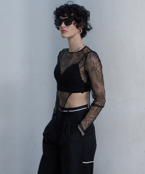josemoon】corset hem lace tops /black JOSE MOON（ジョゼ