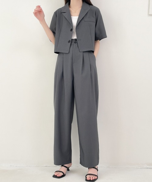 ABITOKYO(アビトーキョー)の「ショート丈半袖テーラードジャケットパンツセットアップ(セットアップ・レディース・チャコールグレー/ブラウン/ブラック・M/S/L)」の13枚目の写真