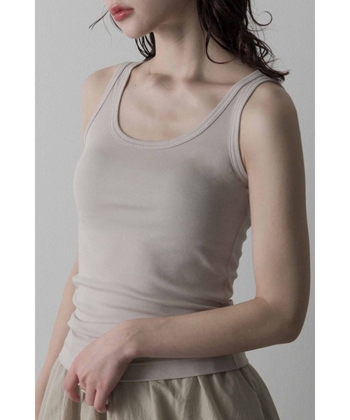 Limue(リミュ)の「シルケットリブタンクトップ(Tシャツ/カットソー・レディース・ホワイト/ブラック/チャコールグレー/ベージュ・FREE)」の7枚目の写真