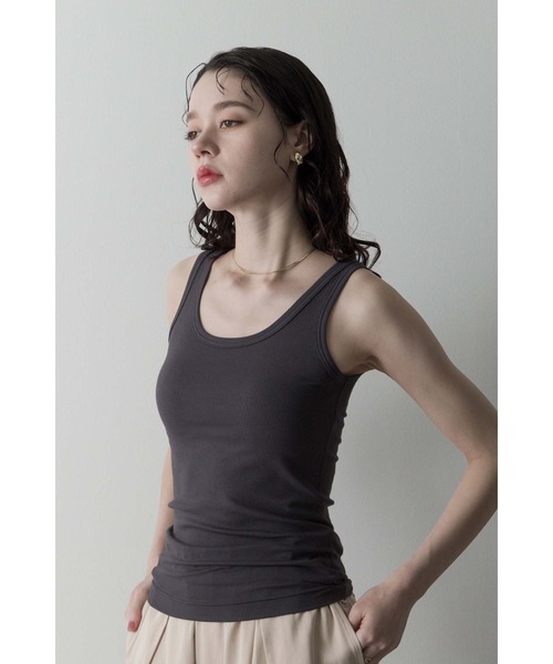 Limue(リミュ)の「シルケットリブタンクトップ(Tシャツ/カットソー・レディース・ホワイト/ブラック/チャコールグレー/ベージュ・FREE)」の11枚目の写真