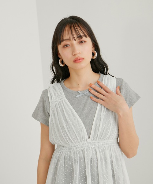 VIS(ビス)の「【WEB/一部店舗限定】パターンメッシュミニTシャツ(Tシャツ/カットソー・レディース・ピンク/ホワイト系その他/ホワイト系その他2/グレー・FREE)」の21枚目の写真