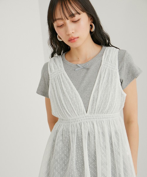 VIS(ビス)の「【WEB/一部店舗限定】パターンメッシュミニTシャツ(Tシャツ/カットソー・レディース・ピンク/ホワイト系その他/ホワイト系その他2/グレー・FREE)」の20枚目の写真