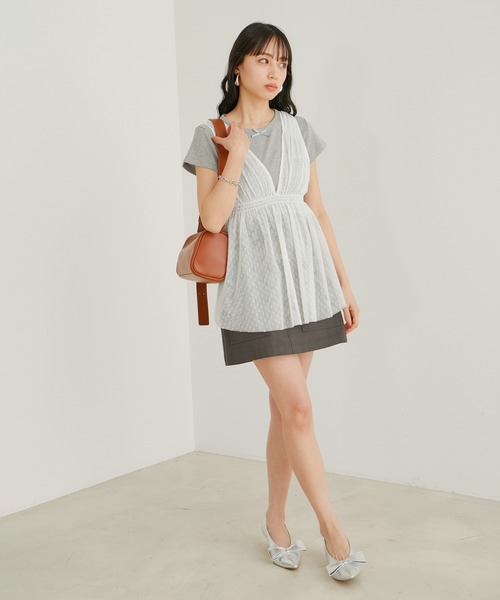 VIS(ビス)の「【WEB/一部店舗限定】パターンメッシュミニTシャツ(Tシャツ/カットソー・レディース・ピンク/ホワイト系その他/ホワイト系その他2/グレー・FREE)」の17枚目の写真