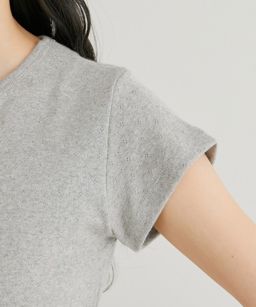 VIS(ビス)の「【WEB/一部店舗限定】パターンメッシュミニTシャツ(Tシャツ/カットソー・レディース・ピンク/ホワイト系その他/ホワイト系その他2/グレー・FREE)」の11枚目の写真
