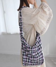 チェックギャザーショルダーバッグ