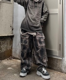 XU | ストリートファッション XU エックスユー pocket cargo denim pants 4 デニムパンツ カーゴパンツ カーゴデニム マルチポケット ビンテージ風ジーンズ オーバーサイズ 韓国ファッション 韓国ストリート(デニムパンツ)