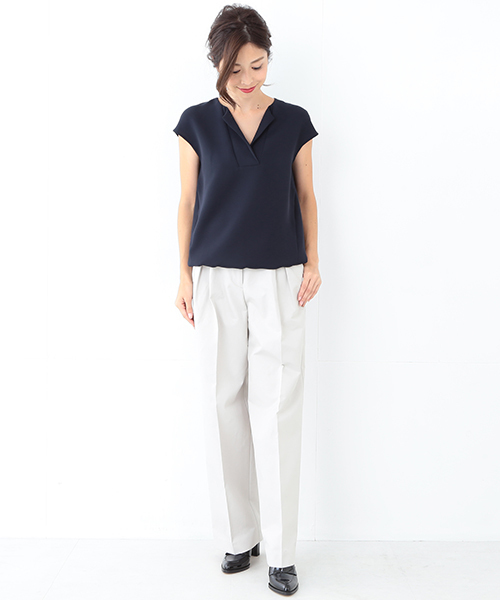 Demi-Luxe BEAMS（デミルクス ビームス）の「Demi-Luxe BEAMS / ベルト付き ボックスタック ワイドパンツ（その他パンツ・レディース・ブラック/ライトグレー・38/40/36）」の9枚目の写真