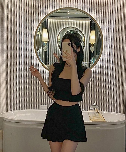 c.u.l（シーユーエル）の「ハイウエストスカート セットアップビキニ culb80（水着・レディース・ブラック・XL/L/M）」の4枚目の写真