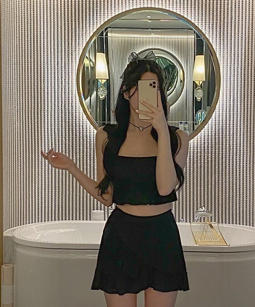 c.u.l（シーユーエル）の「ハイウエストスカート セットアップビキニ culb80（水着・レディース・ブラック・XL/L/M）」の7枚目の写真