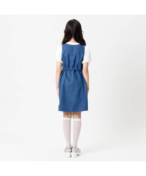 algy（アルジー）の「チェリーモチーフジャンスカ（ジャンパースカート・キッズ・アイボリー/インディゴブルー・XXX-SMALL/XX-SMALL/X-SMALL/MEDIUM/SMALL）」の4枚目の写真