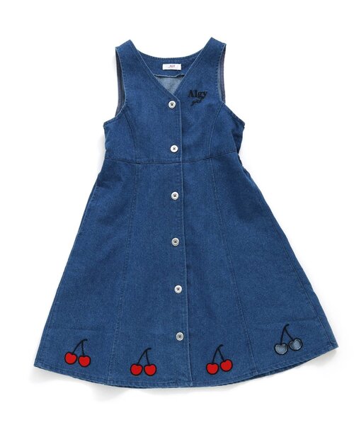 algy（アルジー）の「チェリーモチーフジャンスカ（ジャンパースカート・キッズ・アイボリー/インディゴブルー・XXX-SMALL/XX-SMALL/X-SMALL/MEDIUM/SMALL）」の5枚目の写真