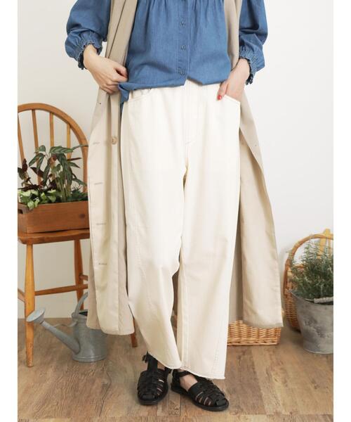 Samansa Mos2(サマンサ モスモス)の「【Sサイズ / WEB限定】ツイルほつほつカーブパンツ(その他パンツ・レディース・ベージュ/キナリ/ダークブラウン/グリーン/ピンク・M/S)」の2枚目の写真