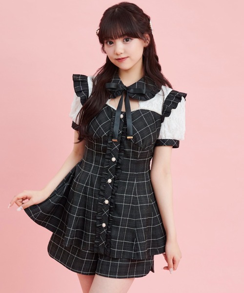 Secret Honey(シークレットハニー)の「ビスチェ切替セットアップ(セットアップ・レディース・ブラックミックス/ブラック/ライトブルー/ライトブラック・MEDIUM)」の12枚目の写真