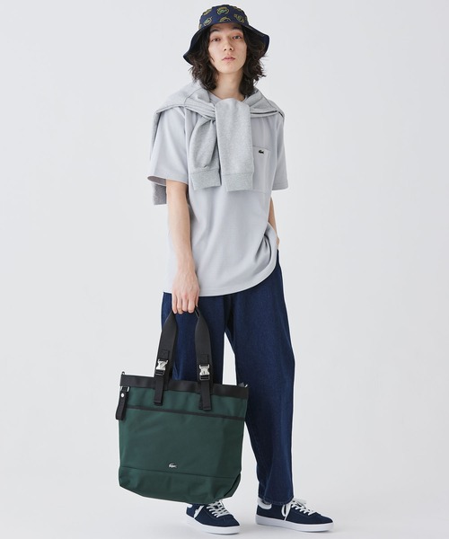 LACOSTE（ラコステ）の「コメ PCポケットラージトートバッグ（トートバッグ・メンズ・ブラック/ダークグリーン・FREE）」の18枚目の写真