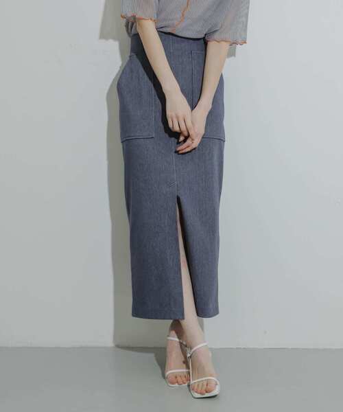 SENSE OF PLACE by URBAN RESEARCH（センスオブプレイスバイアーバンリサーチ）の「アウトポケットジャージースカート（スカート・レディース・ブラック/ライトブルー/オレンジ/ライトベージュ/ブルー・SMALL/TALL/LARGE/MEDIUM/X-SMALL）」の7枚目の写真