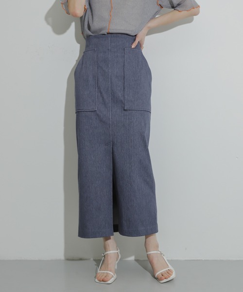 SENSE OF PLACE by URBAN RESEARCH（センスオブプレイスバイアーバンリサーチ）の「アウトポケットジャージースカート（スカート・レディース・ブラック/ライトブルー/オレンジ/ライトベージュ/ブルー・SMALL/TALL/LARGE/MEDIUM/X-SMALL）」の4枚目の写真