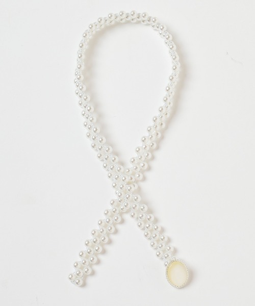 Honeys（ハニーズ）の「モチーフパールゴムベルト（ベルト・レディース・ホワイト系その他2/ホワイト系その他3/ホワイト系その他・FREE）」の4枚目の写真