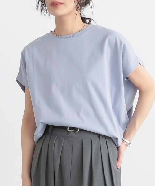 for/c（フォーシー）の「[新色追加]汗シミ防止フレンチスリーブTシャツ【サスティナブル】（Tシャツ/カットソー・レディース・ライム/ホワイト/ブラック/チャコールグレー/ブラウン/ブルー/ピンク・LL/L/M）」の6枚目の写真