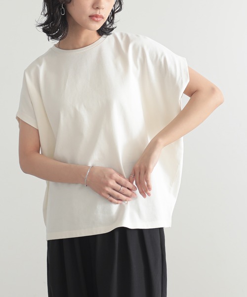 for/c（フォーシー）の「[新色追加]汗シミ防止フレンチスリーブTシャツ【サスティナブル】（Tシャツ/カットソー・レディース・ライム/ホワイト/ブラック/チャコールグレー/ブラウン/ブルー/ピンク・LL/L/M）」の9枚目の写真