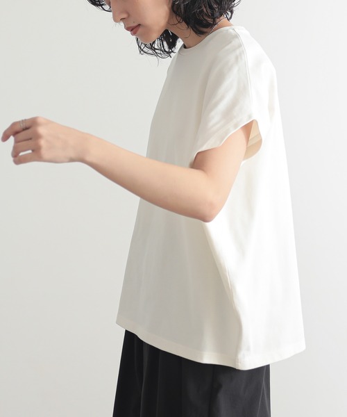 for/c（フォーシー）の「[新色追加]汗シミ防止フレンチスリーブTシャツ【サスティナブル】（Tシャツ/カットソー・レディース・ライム/ホワイト/ブラック/チャコールグレー/ブラウン/ブルー/ピンク・LL/L/M）」の10枚目の写真
