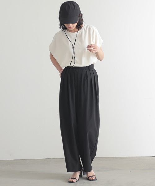 for/c（フォーシー）の「[新色追加]汗シミ防止フレンチスリーブTシャツ【サスティナブル】（Tシャツ/カットソー・レディース・ライム/ホワイト/ブラック/チャコールグレー/ブラウン/ブルー/ピンク・LL/L/M）」の12枚目の写真