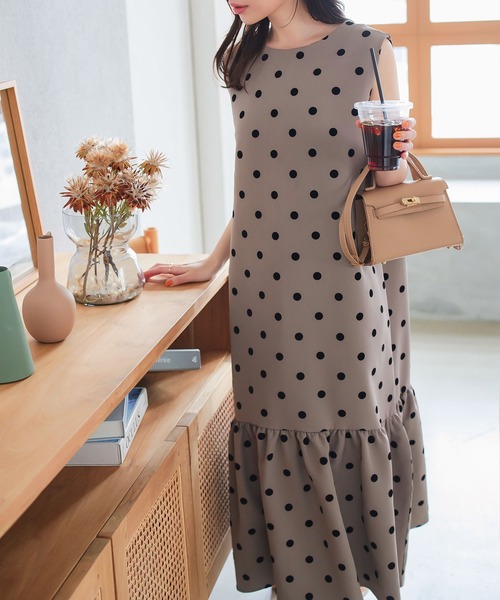 フロッキードットマキシワンピース（ワンピース）｜KOBE LETTUCE