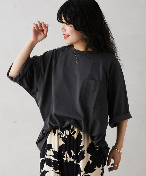 JOURNAL STANDARD relume(ジャーナルスタンダード レリューム)の「”吸水速乾”COOLMAX USAコットン オーバーサイズライトオンスTシャツ(Tシャツ/カットソー・メンズ・ブラック/サックスブルー/アイボリー/ホワイト/オレンジ/ブラックミックス・LARGE/MEDIUM/X-LARGE)」の22枚目の写真