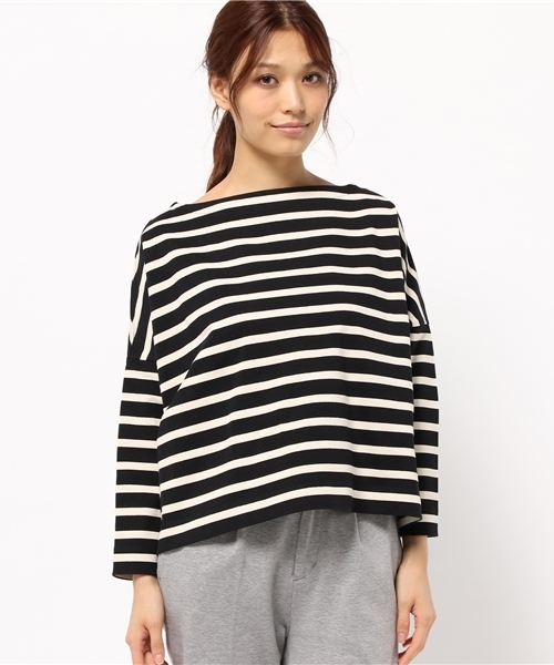 Demi-Luxe BEAMS(デミルクス ビームス)の「Traditional Weatherwear / BIG マリンボートネック プルオーバー(Tシャツ/カットソー・レディース・ホワイト系その他/ブラック・ONE SIZE)」の2枚目の写真