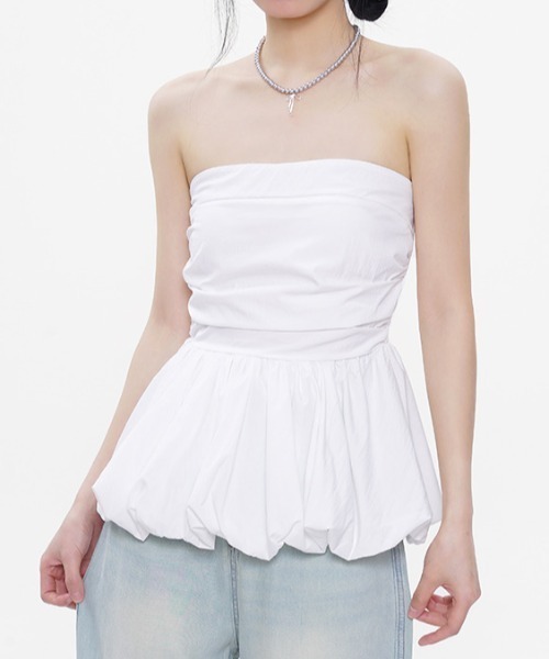 Achic（アシック）の「ペプラムベアトップス（Tシャツ/カットソー・レディース・ホワイト/ブラック/アイボリー/イエロー/ピンク・M）」の2枚目の写真