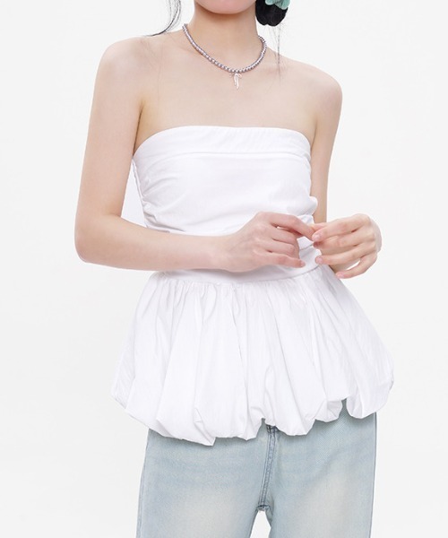 Achic（アシック）の「ペプラムベアトップス（Tシャツ/カットソー・レディース・ホワイト/ブラック/アイボリー/イエロー/ピンク・M）」の7枚目の写真