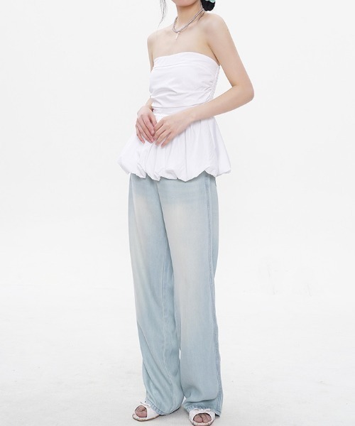 Achic（アシック）の「ペプラムベアトップス（Tシャツ/カットソー・レディース・ホワイト/ブラック/アイボリー/イエロー/ピンク・M）」の9枚目の写真