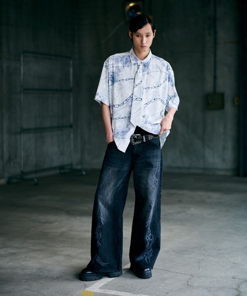 HARE（ハレ）の「【UNDERGROUND MODE】チェーンガラネクタイシャツ(HARE)（シャツ/ブラウス・メンズ・ホワイト/ブラック・SMALL/MEDIUM）」の10枚目の写真