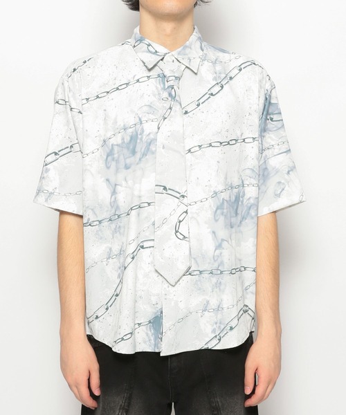 HARE（ハレ）の「【UNDERGROUND MODE】チェーンガラネクタイシャツ(HARE)（シャツ/ブラウス・メンズ・ホワイト/ブラック・SMALL/MEDIUM）」の18枚目の写真