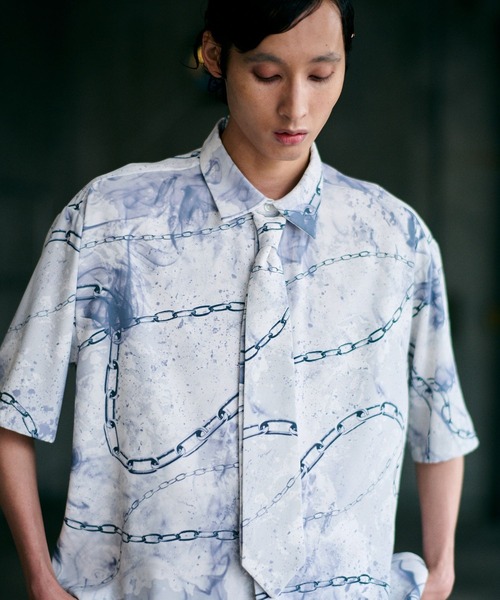 HARE（ハレ）の「【UNDERGROUND MODE】チェーンガラネクタイシャツ(HARE)（シャツ/ブラウス・メンズ・ホワイト/ブラック・SMALL/MEDIUM）」の15枚目の写真