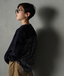 MAKE YOUR DAY(メイクユアデイ)の異素材切替プルオーバー■150.160cm(その他トップス)