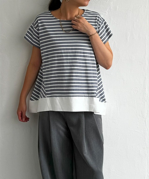 LBC(エルビーシー)の「Aライン裾切り替えカットソー(Tシャツ/カットソー・レディース・ベージュ/ブラック/ブルー/オレンジ・L/M)」の3枚目の写真