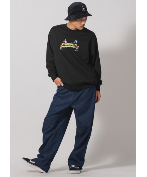 RE730（アールイーセブンサーティー）の「なみおくんはフロントに集合！　ビッグシルエットトレーナー（Tシャツ/カットソー・メンズ・ブラック/オフホワイト・LARGE/X-LARGE/MEDIUM）」の5枚目の写真