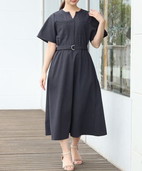 TRUDEA（トルディア）の「ドライタッチスキッパーワンピース（ワンピース・レディース・チャコールグレー/ベージュ/ネイビー・MEDIUM/LARGE）」の14枚目の写真