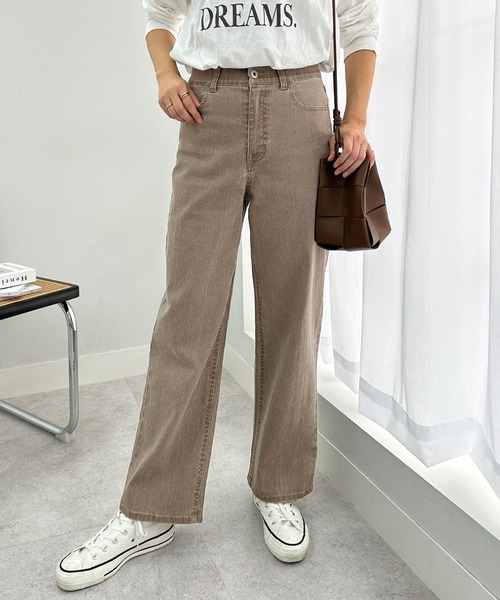 Viola e Viola(ヴィオラエヴィオラ)の「のび心地 ゆるストレートパンツ(その他パンツ・レディース・ネイビー/モカ/カーキ・LL/L/M/3L)」の2枚目の写真