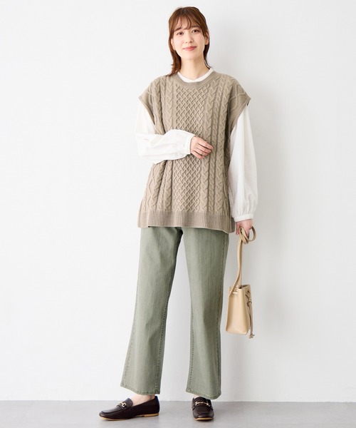 Viola e Viola(ヴィオラエヴィオラ)の「のび心地 ゆるストレートパンツ(その他パンツ・レディース・ネイビー/モカ/カーキ・LL/L/M/3L)」の7枚目の写真