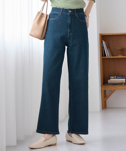 Viola e Viola(ヴィオラエヴィオラ)の「のび心地 ゆるストレートパンツ(その他パンツ・レディース・ネイビー/モカ/カーキ・LL/L/M/3L)」の5枚目の写真