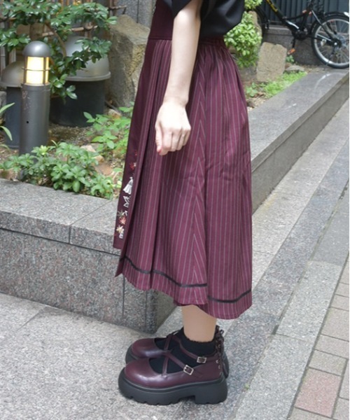 セール】扇子×紅葉刺繍ジップスカート（スカート）｜axes femme